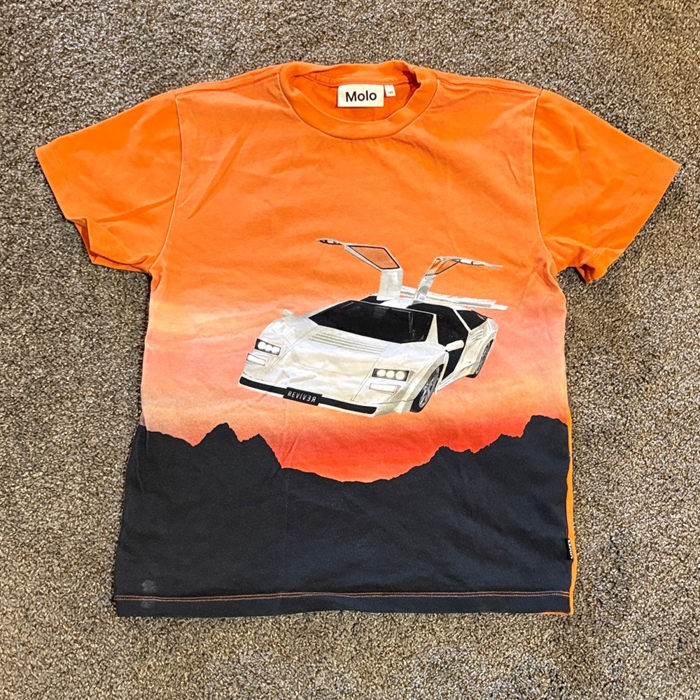 Molo Orange T-Shirt with Futuristic Car Design